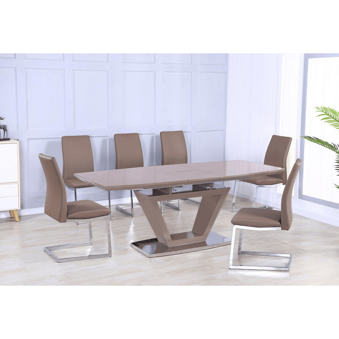 Azzaro Extending Dining Table High Gloss Cappuccino