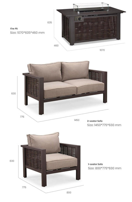 Luxury Benby Garden Sofa Set with Fire Pit