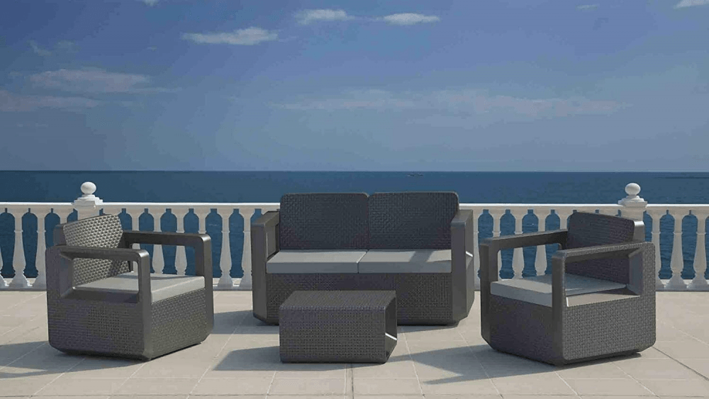 AVANSUS SOFA SET ANTHRACITE INJECTION MOLDED