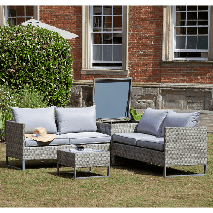 Bamby Rattan 4 Seater Storage Table Garden Sofa Set