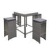 5PCS STEELY BAR SET RATTAN WGLASS TABLE 