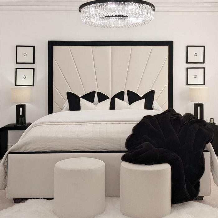 Luxury Cream & Black Sunburst Bed