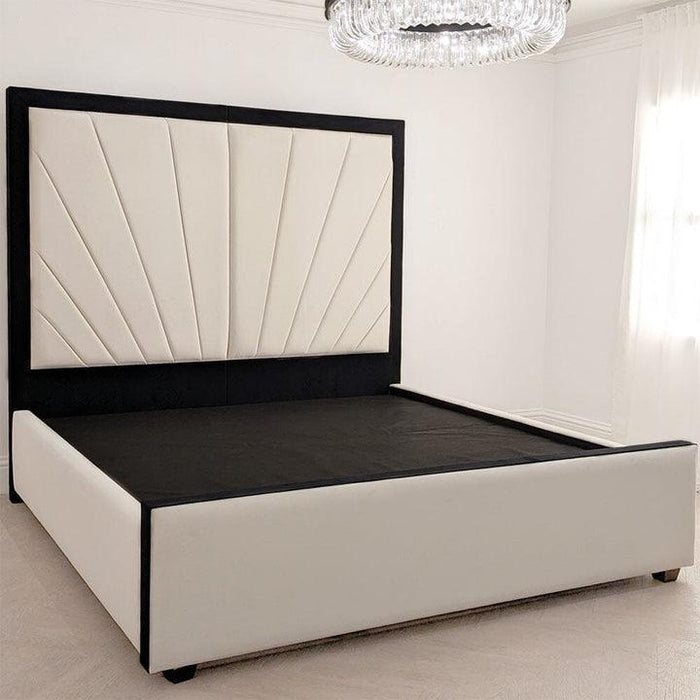 Luxury Cream & Black Sunburst Bed