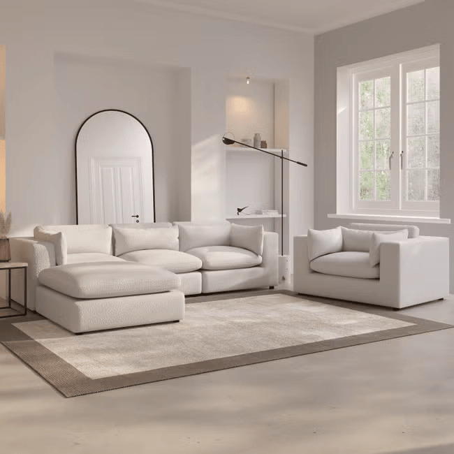 Hudders Boucle Cream Sofa Set