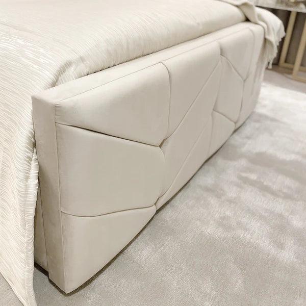 Ashton Vanilla Velvet Premium Chevron Bed - Couchek