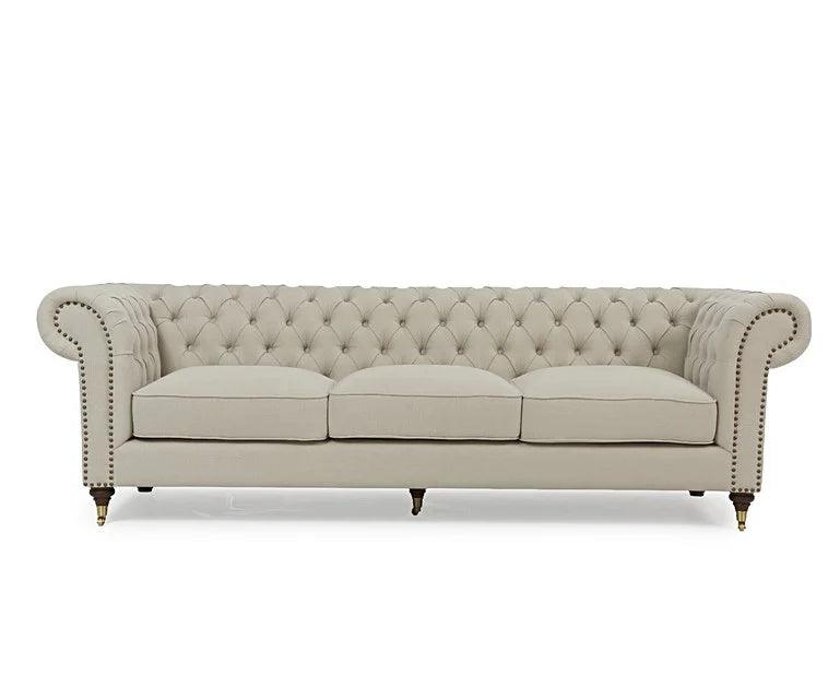 Chester buttoned Sofa Range in Linen Ivory - Couchek