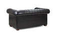 Chesterfield Leather 2 Seater - Black - Couchek