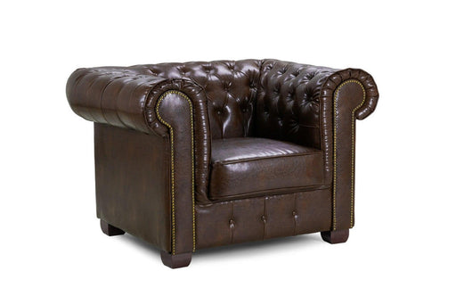 Chesterfield Leather Armchair - Antique Brown - Couchek