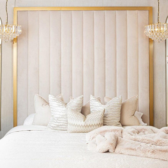 Giulietta Oyster & Gold Channelled Headboard - Couchek