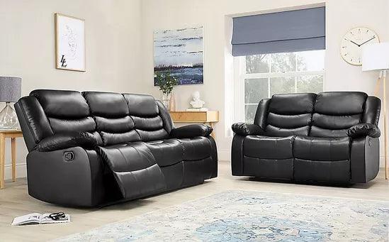 Parma Aiyr Leather Reclining Sofa - Black 