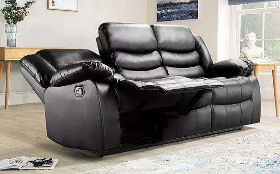 Parma Aiyr Leather Reclining Sofa - Black 