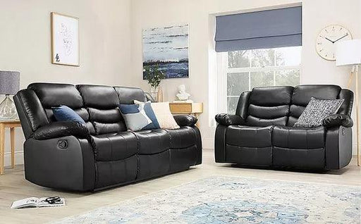 Parma Aiyr Leather Reclining Sofa - Black 