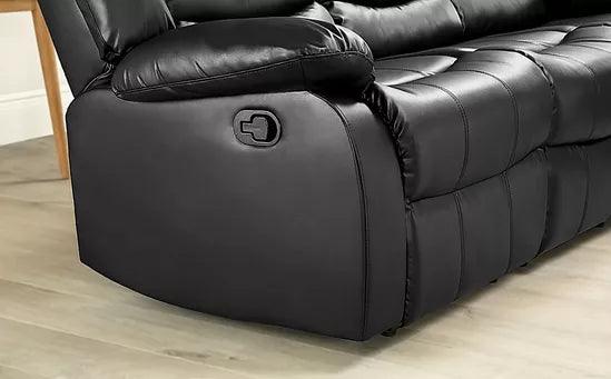 Parma Aiyr Leather Reclining Sofa - Black 