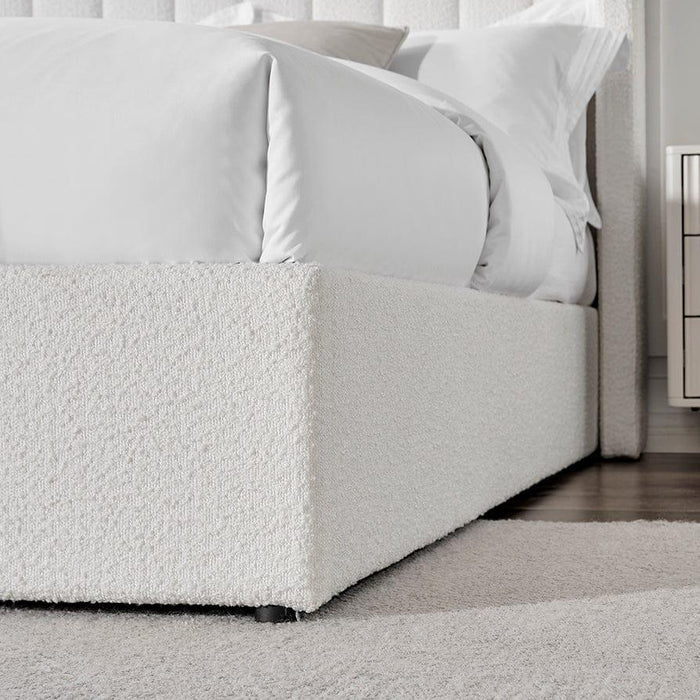 Madisa Bouclé Ottoman Storage Bed - Off White