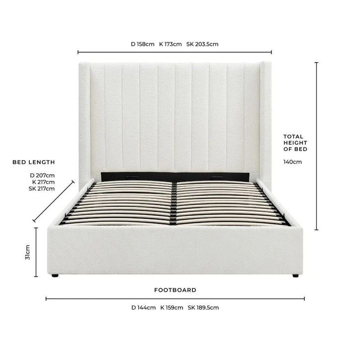 Madisa Bouclé Ottoman Storage Bed - Off White