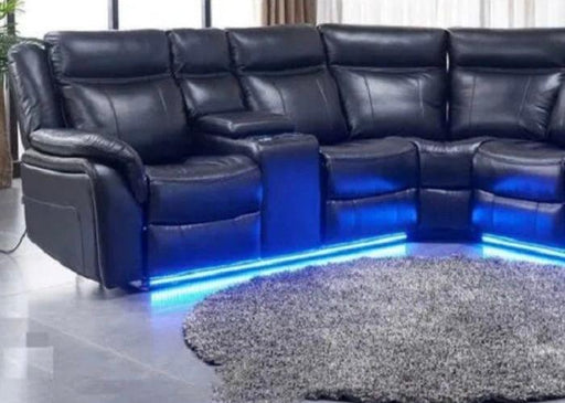 Monica Recliner Corner Sofa With Led Lights - Black - Couchek