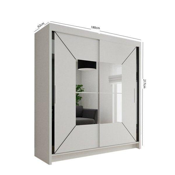 NIKOLA WHITE SLIDING DOOR WARDROBE - Couchek