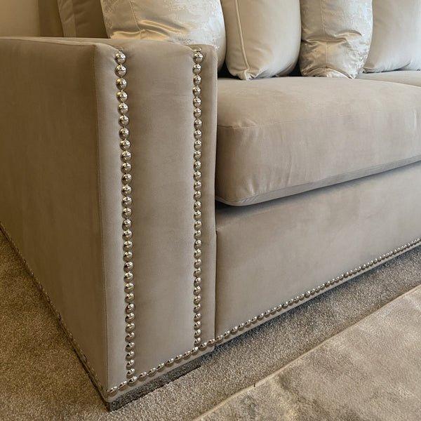 Olivia Medium Corner Sofa - Studded - Couchek