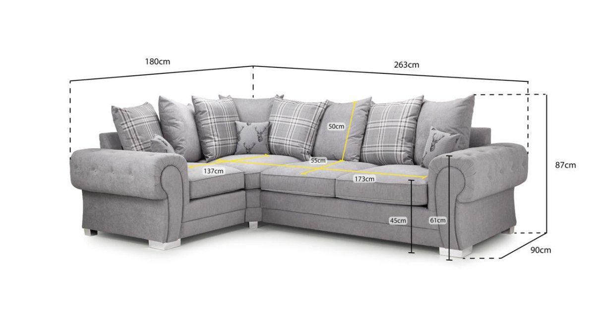 Verona Scatterback Right Facing Corner Sofa with bed - Couchek